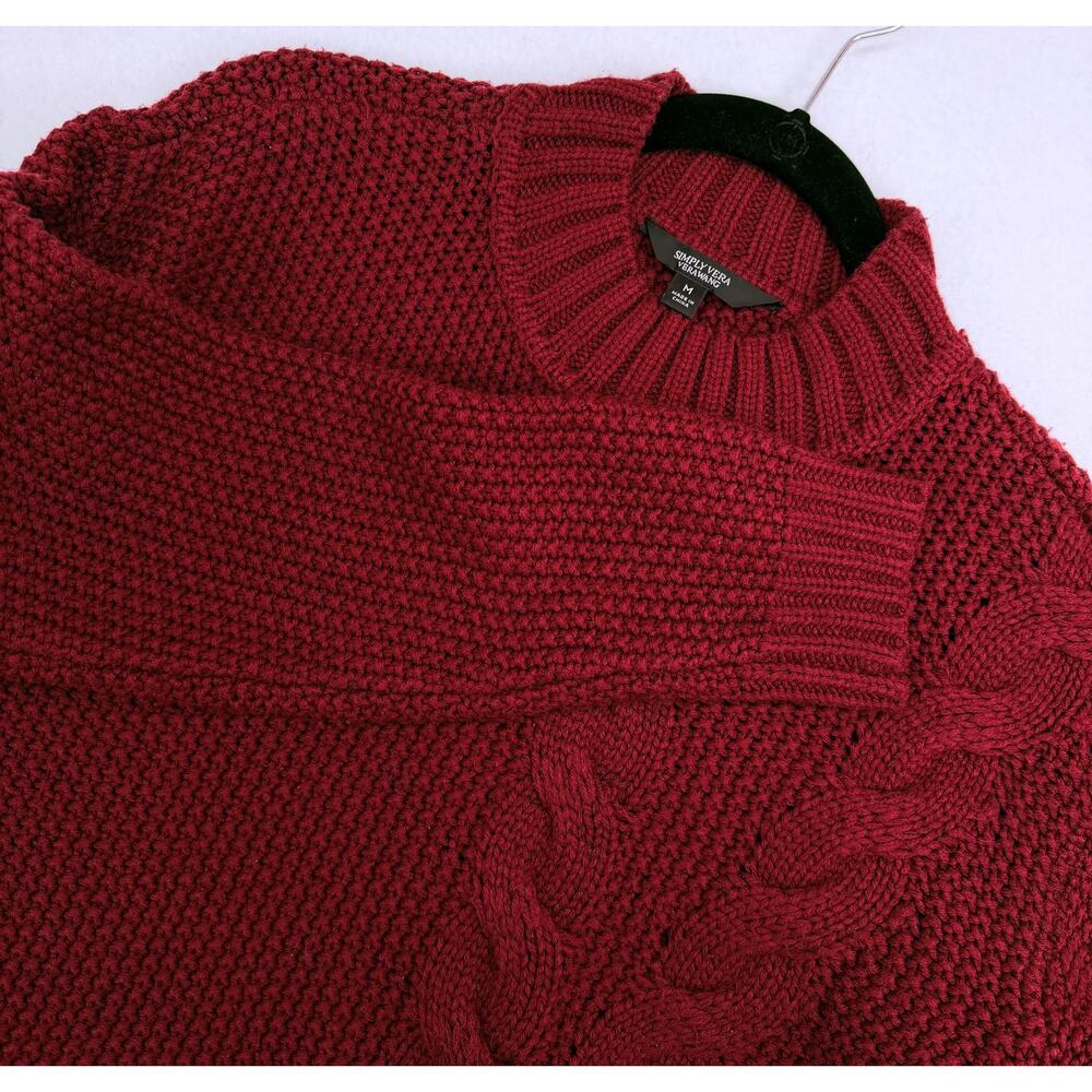 Simply Vera Vera Wang Burgundy Cable Knit Design Sweater M